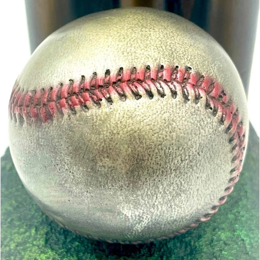 1997 Austin Sculpture:”Cutcone” Vintage Baseball & Bat Ceramic Sculpture Bookend